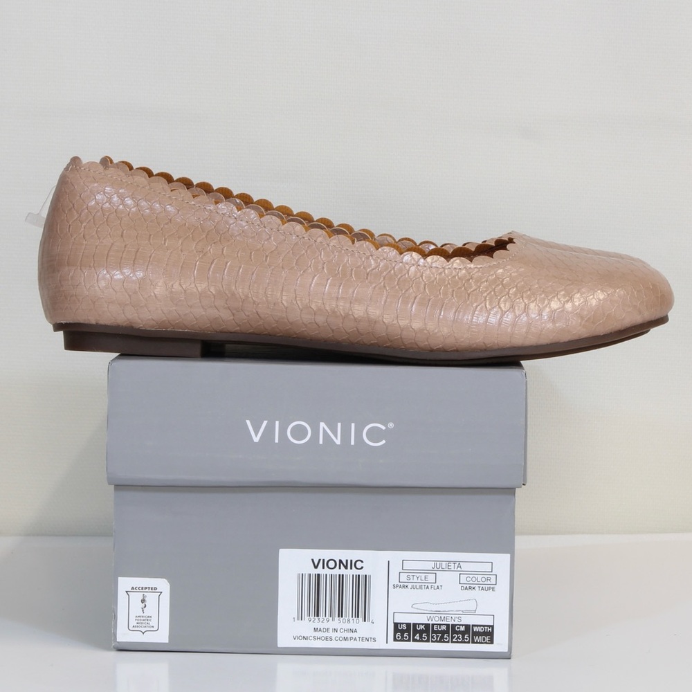 Vionic Spark Julietta Dark Taupe Flat NWT